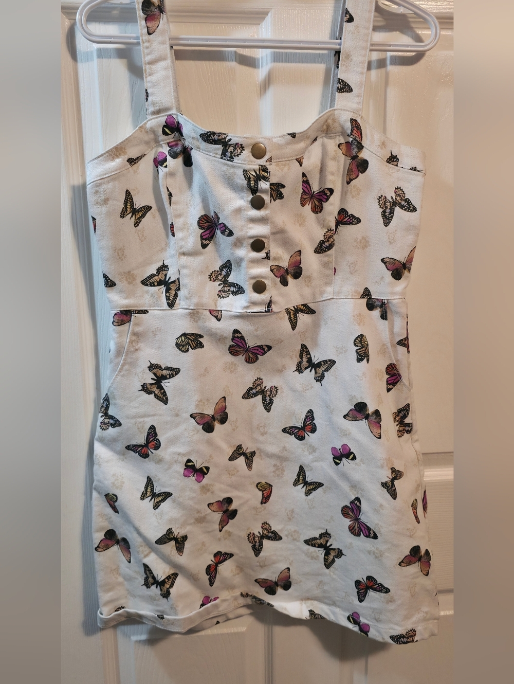 NOBO White Mini Dress with Multicolor Butterfly Print